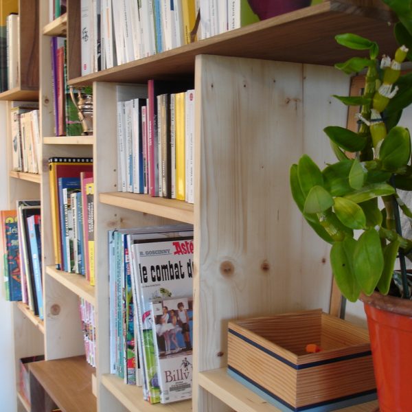 Bibliothèque en bois recyclé